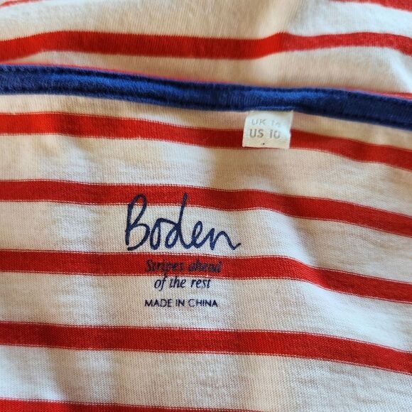 Boden Striped Ribbon Detail Love Long Sleeve Tee Size 10 - Picture 5 of 6